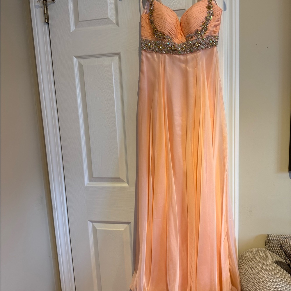 Dave & Johnny Blush Satin Dress Label Detail